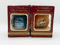 Vintage Hummel Glass Ornaments Set: 1984 'Letter to Santa', 'Blessed Event'