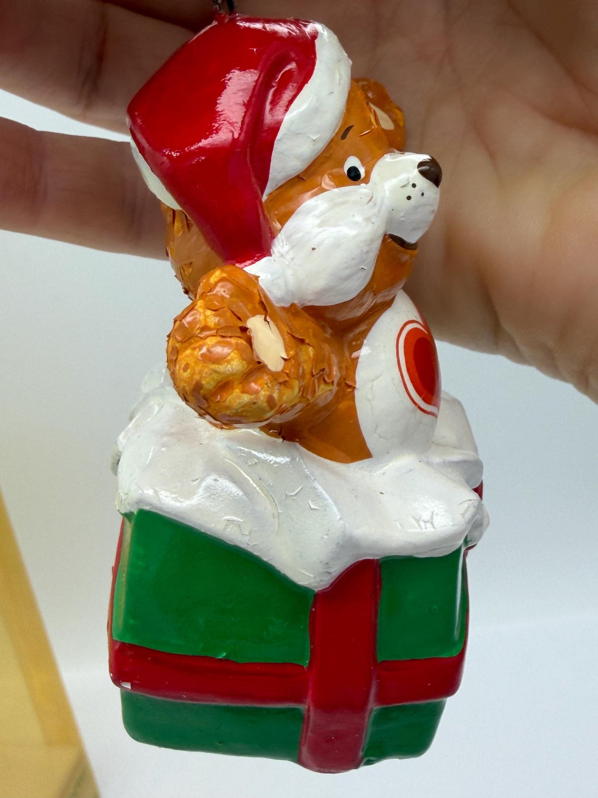 Vintage 1984 American Greetings Care  Bears Tenderheart Christmas Surprise ornament in box