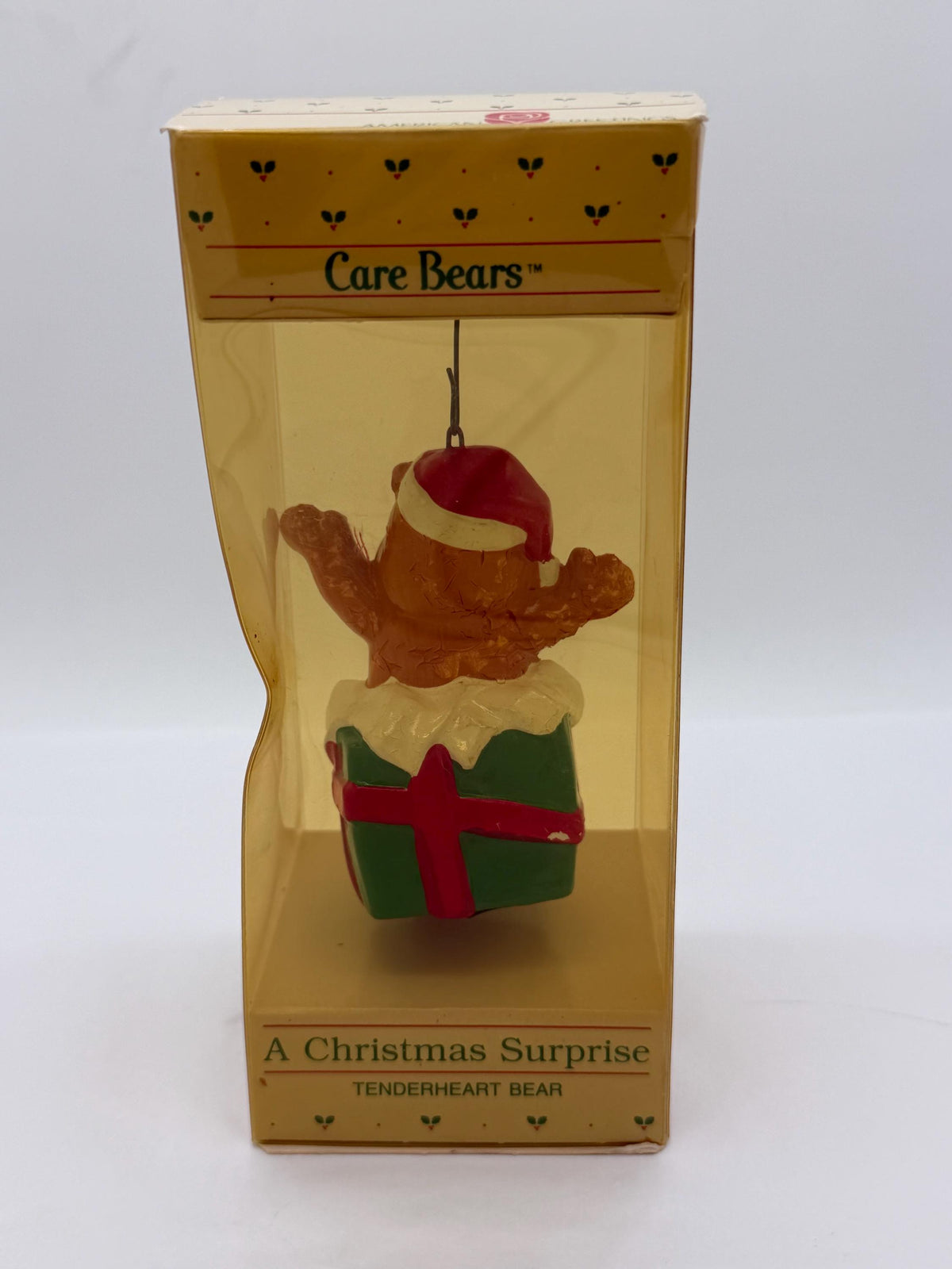 Vintage 1984 American Greetings Care  Bears Tenderheart Christmas Surprise ornament in box