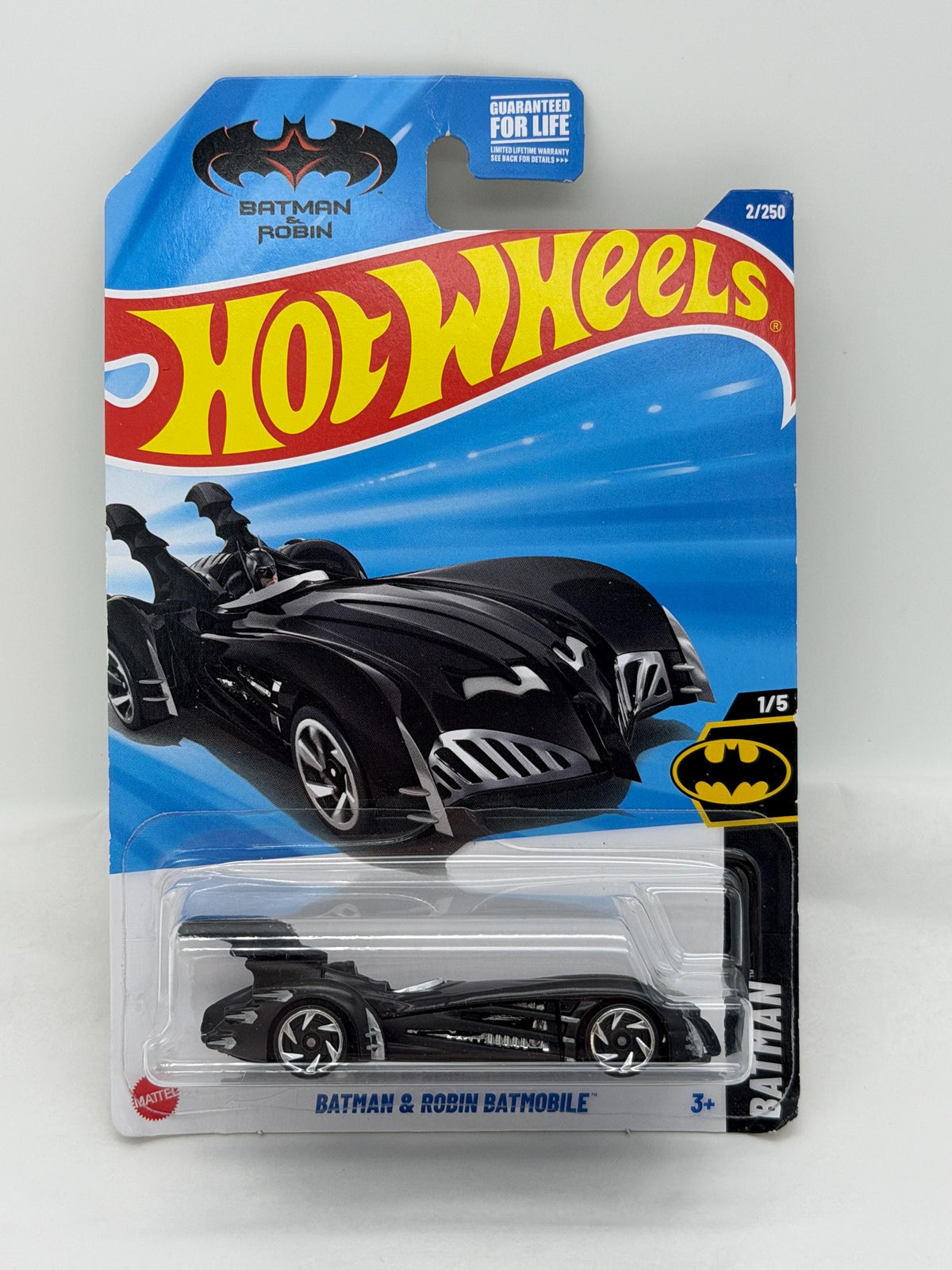 Hot Wheels Batman and Robin Batmobile die cast car on card
