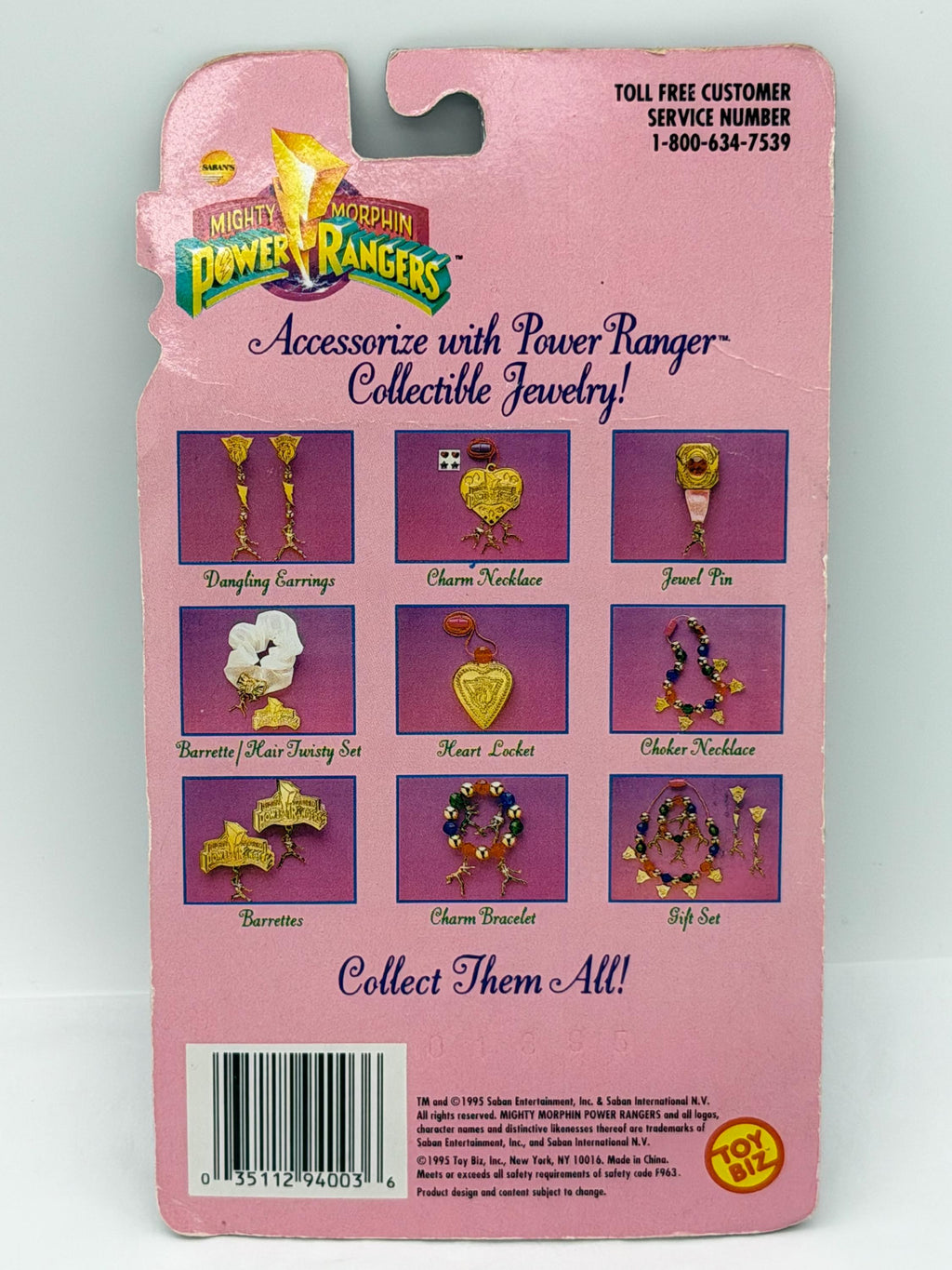 Vintage 90s Toy Biz Power Rangers Radiant Jewelry Collection dangling earrings on card