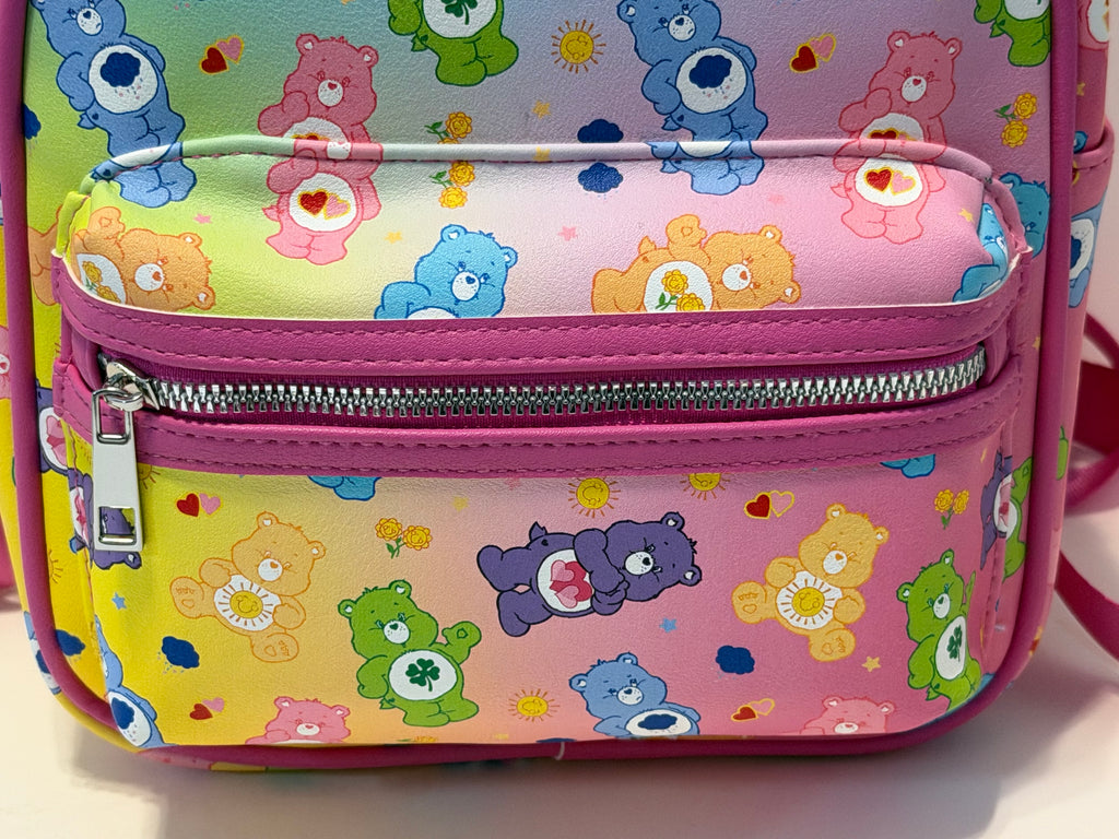 Care Bears ombré rainbow mini backpack with adjustable ribbon straps for school, cosplay or practical cute