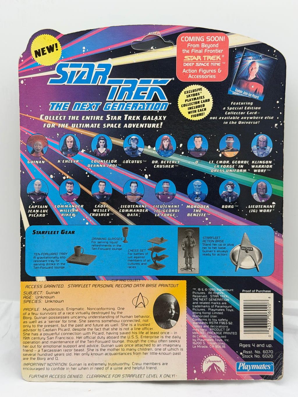 Vintage Playmates Star Trek TNG Guinan on card- card damage
