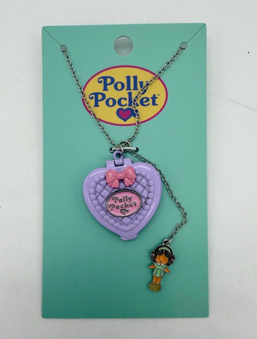 Polly Pocket locket necklace Heart compact on card