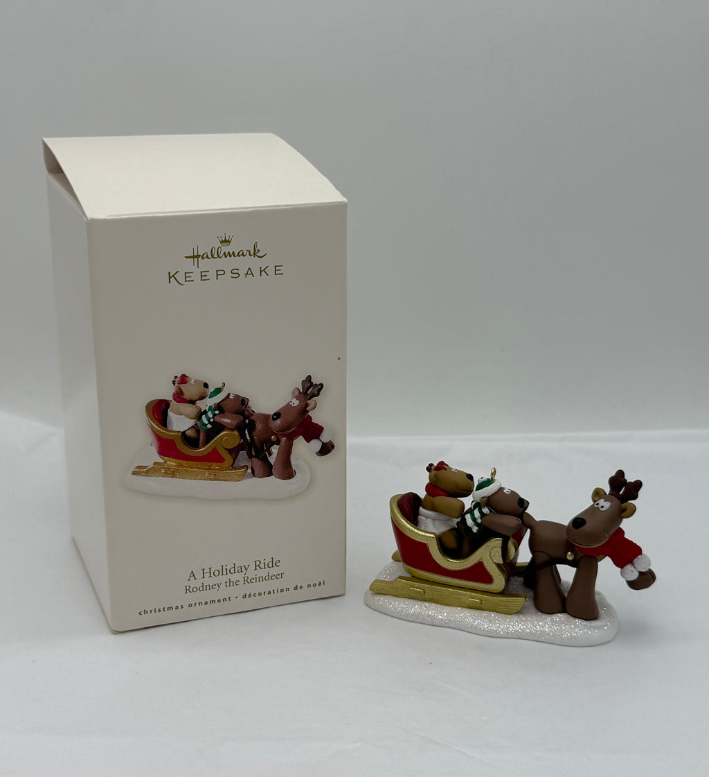 2008 Hallmark Keepsake Rodney Reindeer A Holiday Ride ornament