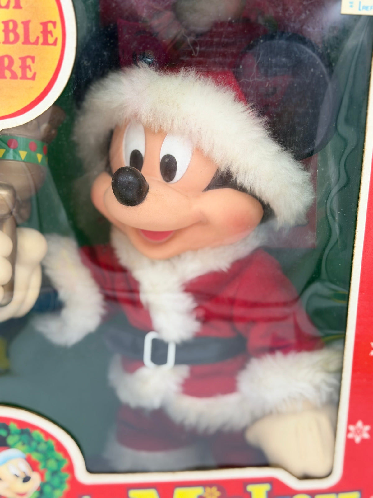 Vintage ARCO Toys Disney Mickey Mouse Santa Mickey bell ringer poseable figure