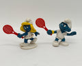 1980s Smurfs Tennis Smurf and Smurfette by Schleich Peyo pvc minis