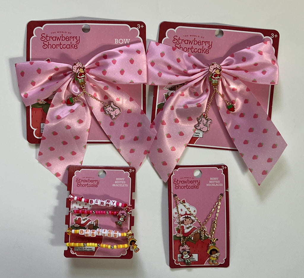 Strawberry Shortcake Berry besties hair bow/ necklace/ bracelet set for you and your bestie