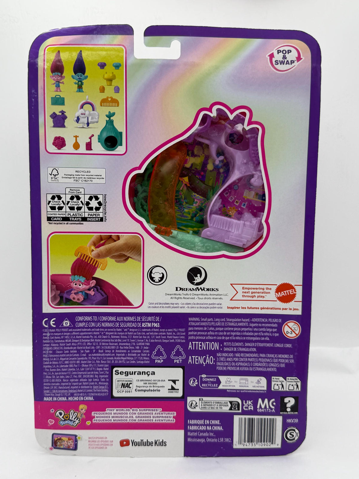 Polly Pocket x Trolls playset with Poppy and Branch