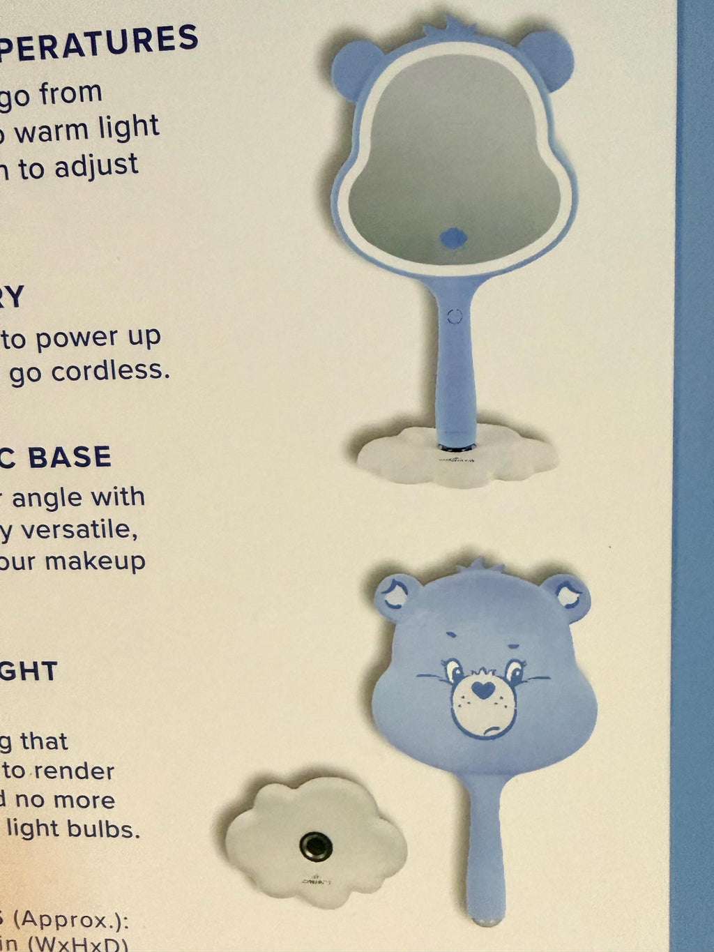 New Care Bears Grumpy Bear Touch lighted makeup mirror and stand