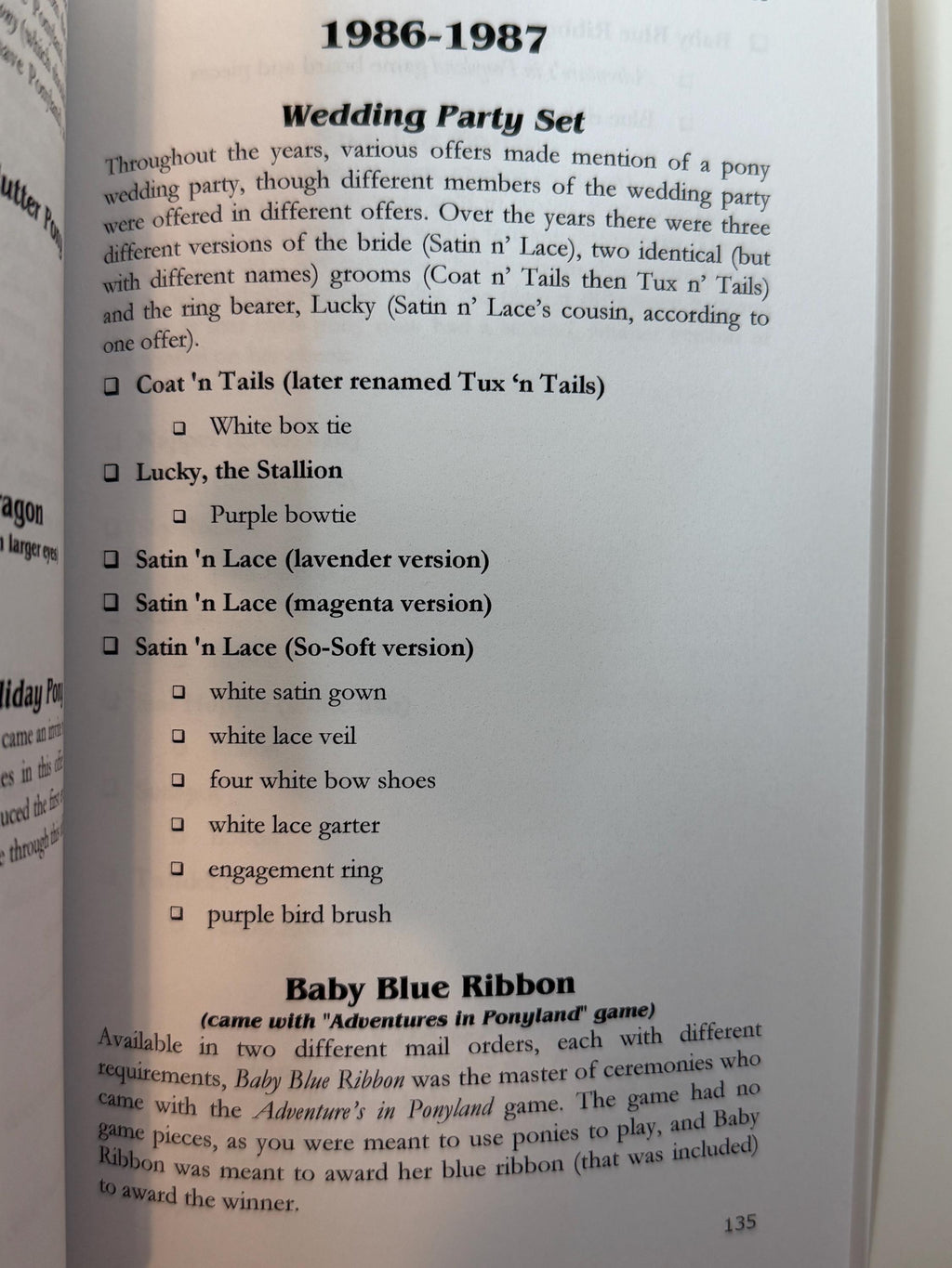 G1  My Little Pony  collectors checklist book