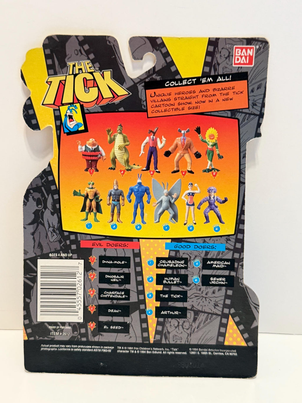Vintage 90s mini The Tick American Maid figure on card