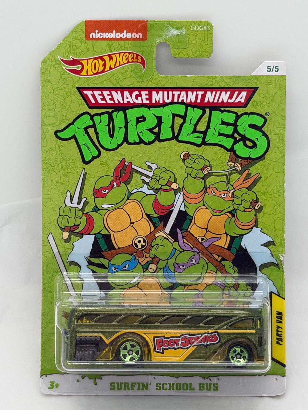 Nickelodeon Teenage Mutant Ninja Turtles TMNT die cast Surfin School Bus on card