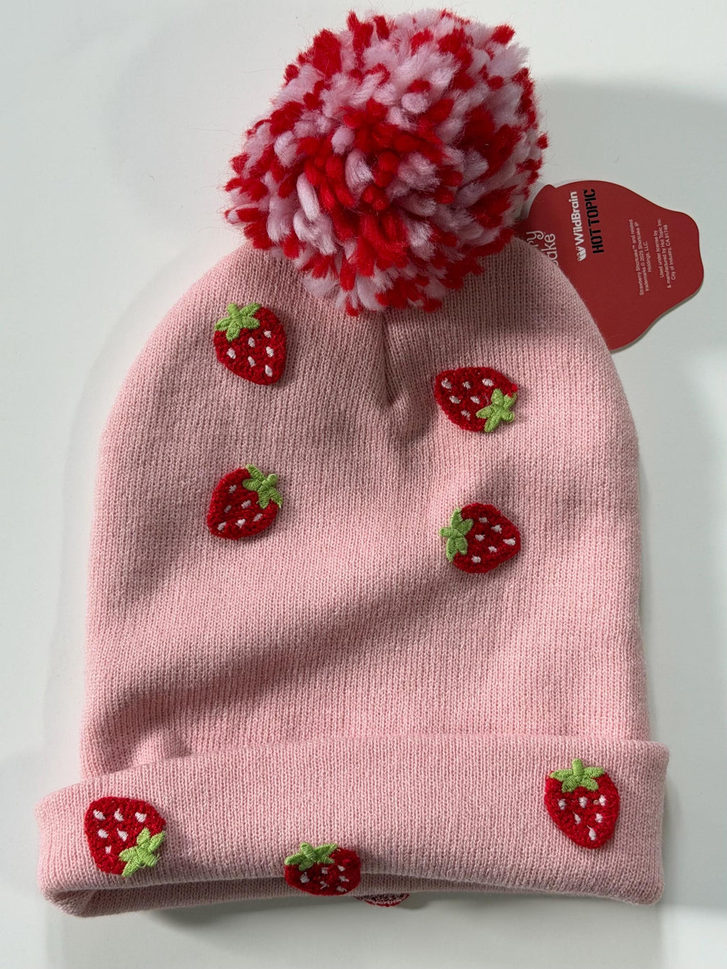 Strawberry Shortcake One Size fits all berry appliqué pompom  cap