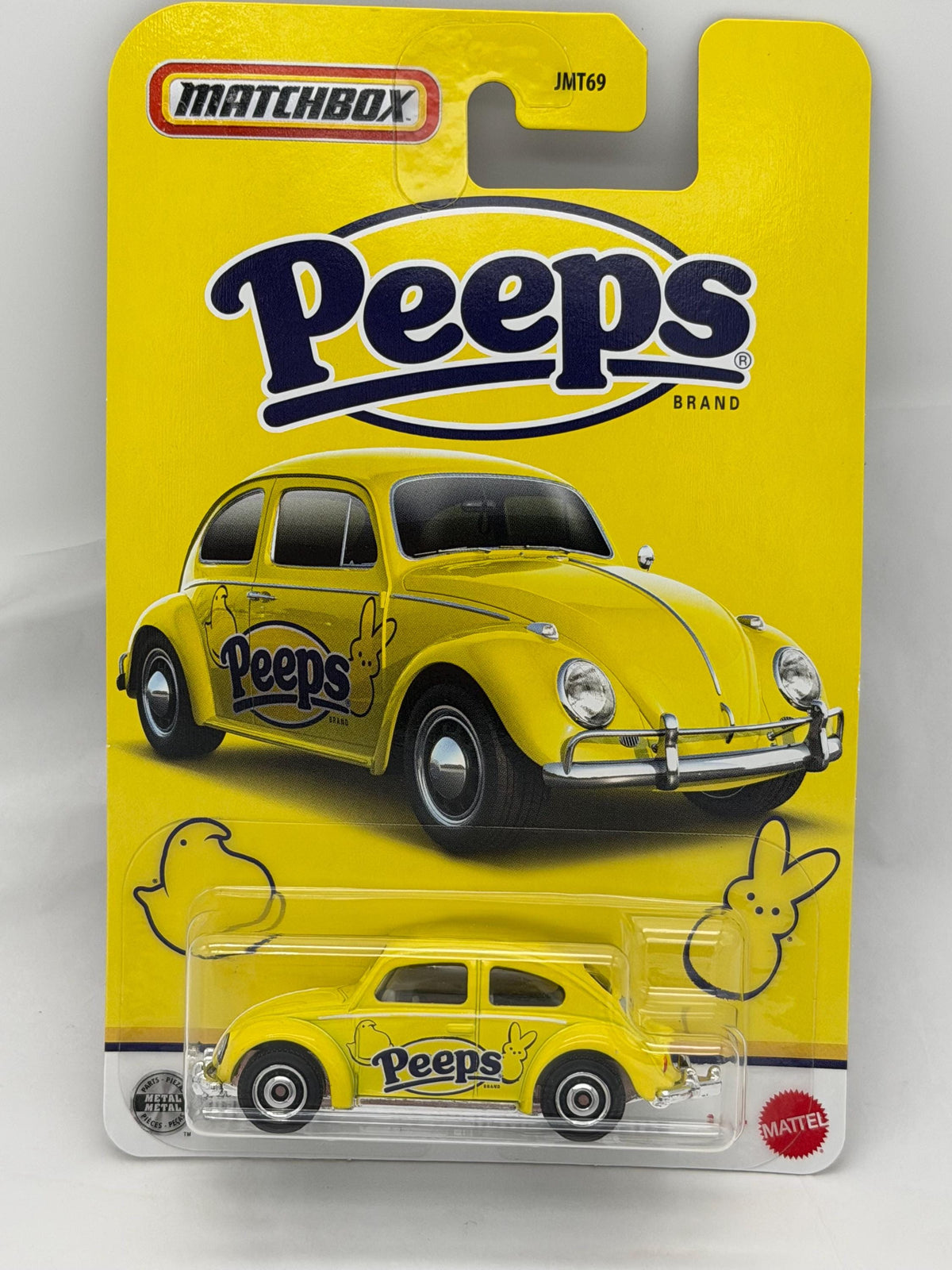 Matchbox  Easter Marshmallow  Peeps ‘62 Volkswagen Beetle die cast on card
