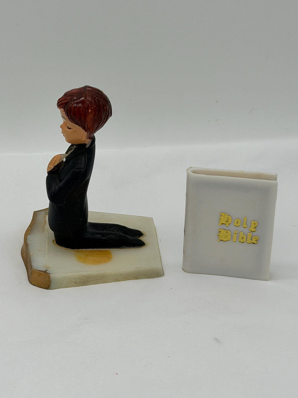 Vintage Bakery Crafts Communion Boy and Bible cake topper