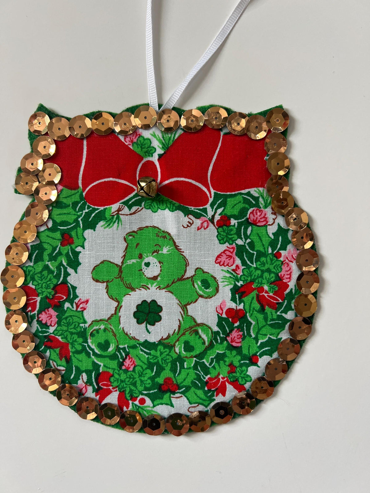 Handmade vintage Care Bears Good Luck Bear/ Love a Lot Bear  Christmas ornaments (2)