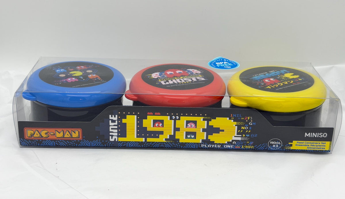 New PAC-Man and Ghosts snack food containers set of 3 BPA free