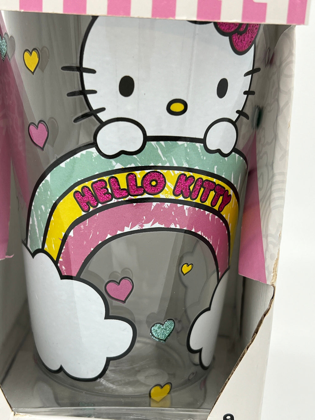 Sanrio Hello Kitty 16oz glitter drinking glass tumbler