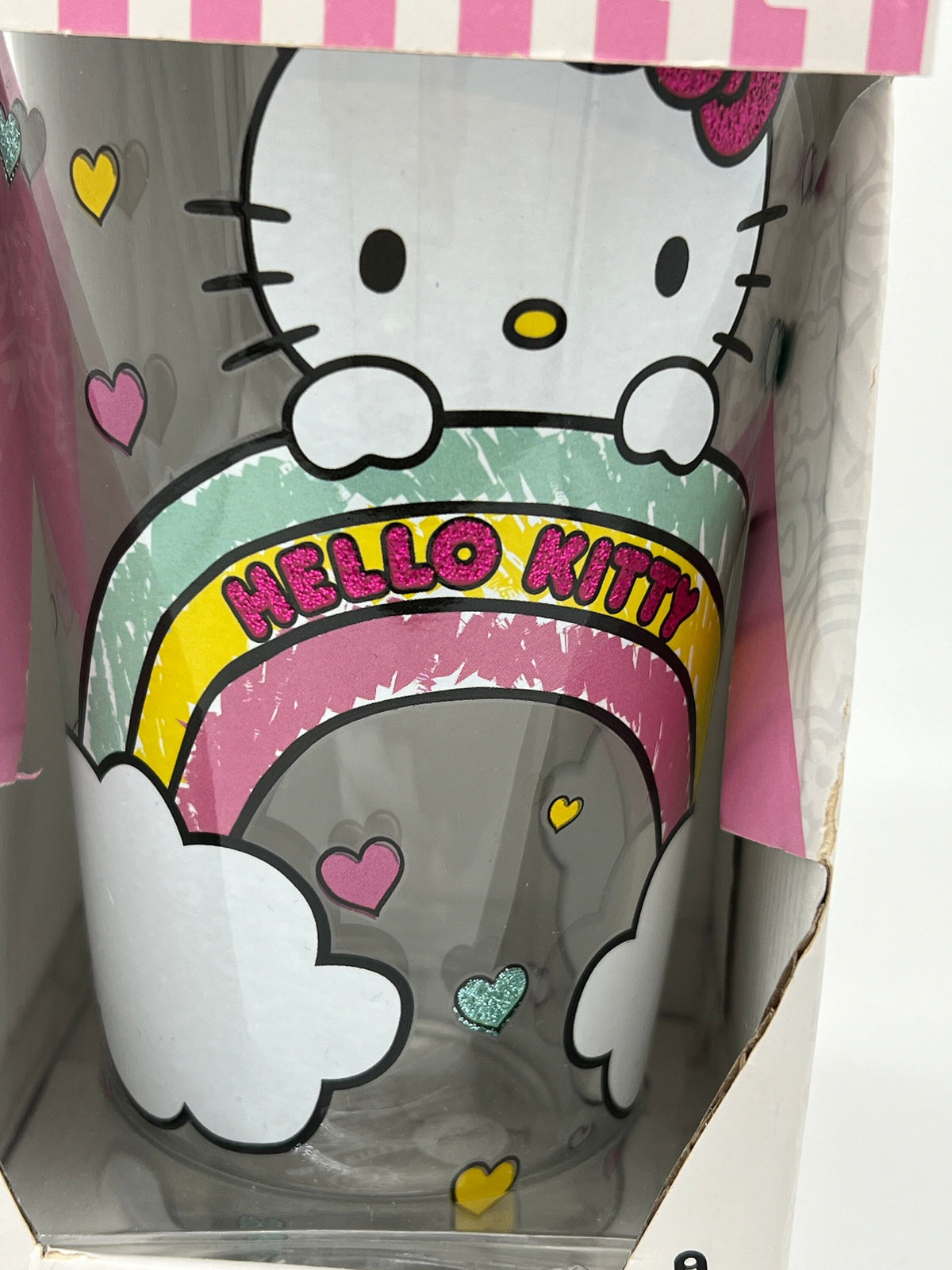 Sanrio Hello Kitty 16oz glitter drinking glass tumbler