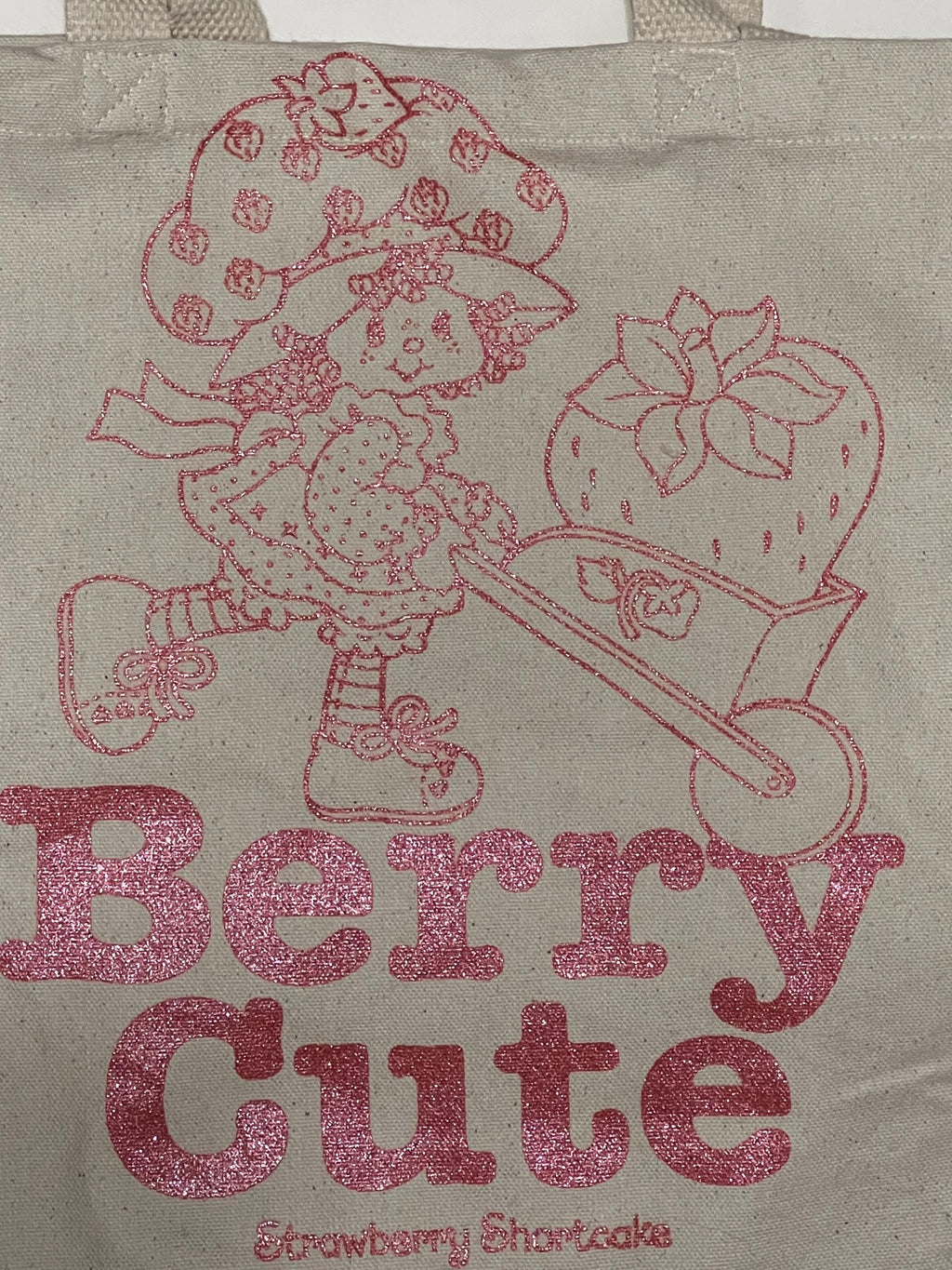 Strawberry Shortcake Berry Cute glitter design tote bag