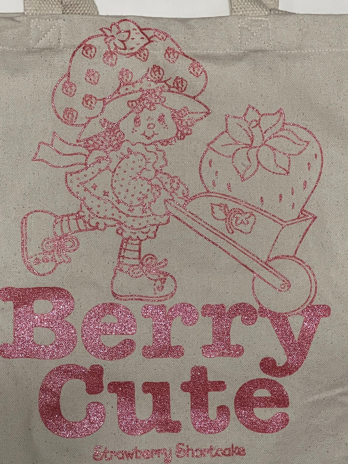 Strawberry Shortcake Berry Cute glitter design tote bag