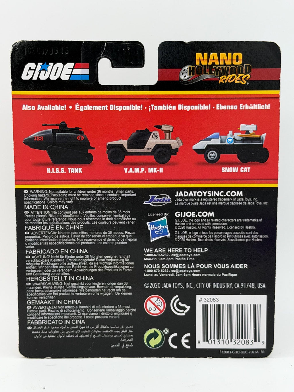 Jada Nano Hollywood Rides GI Joe mini die cast vehicles on card