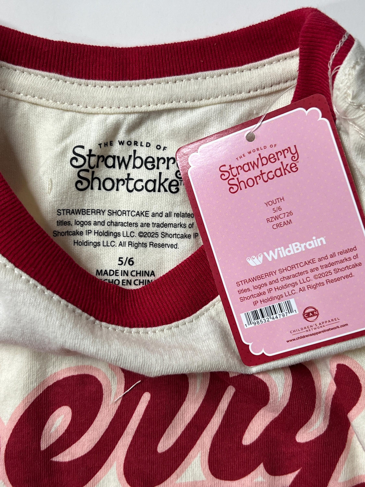 Strawberry Shortcake Ringer Tee, Berry Friends, Youth Size 5/6