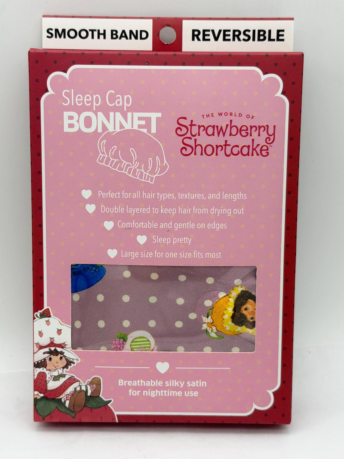 Strawberry Shortcake and Friends reversible  satin sleep / hair cap- adult size