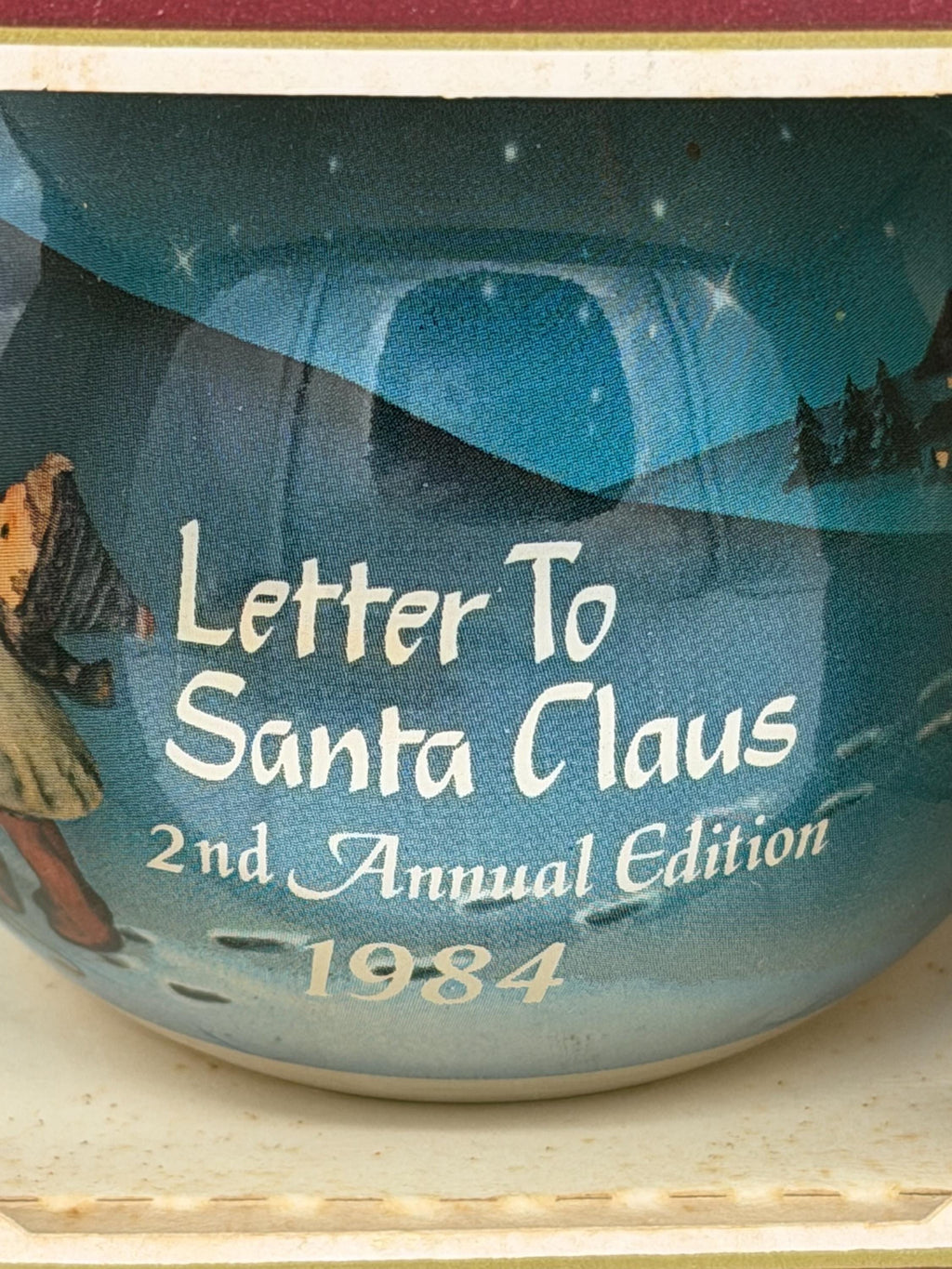 Vintage Hummel Glass Ornaments Set: 1984 'Letter to Santa', 'Blessed Event'