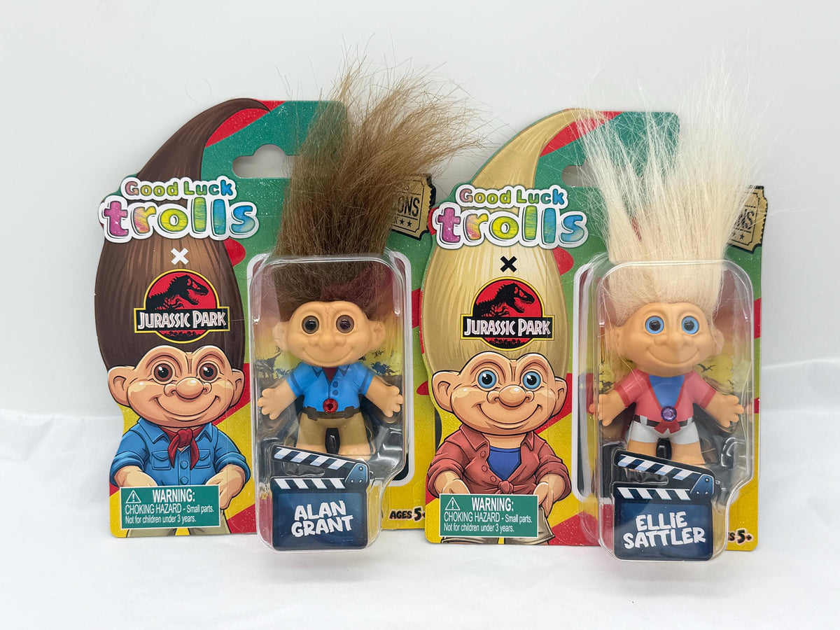 Good Luck Trolls Movie Icons Set: Jurassic Park Ellie Satler and Alan Grant