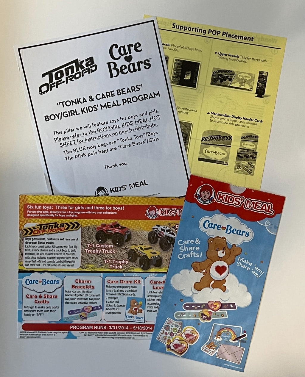 Wendy’s Care Bears / Tonka trucks  promotional store display with toys