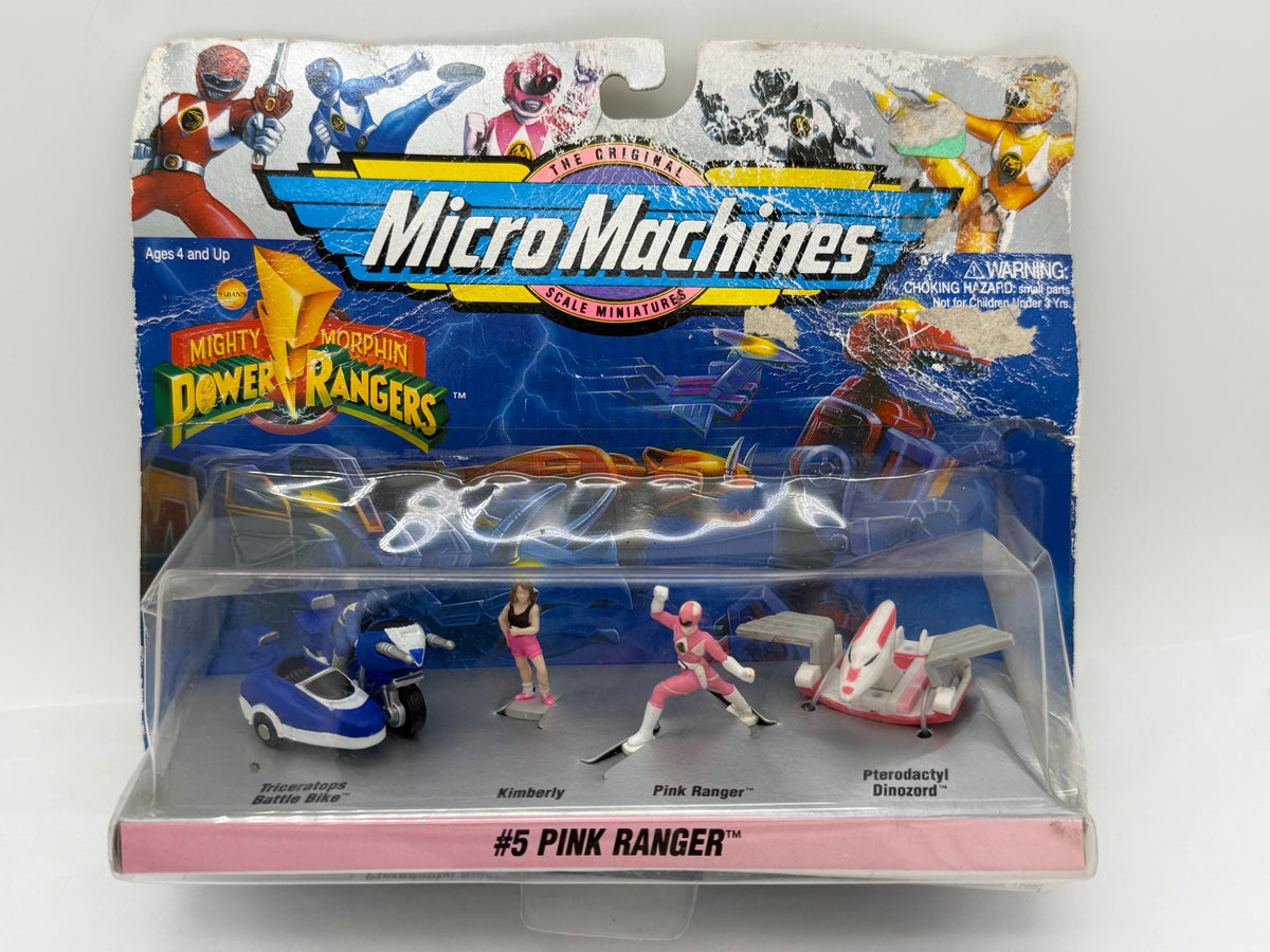 90s Galoob Micro Machines Power Rangers Pink Ranger #5 set with Dinozord