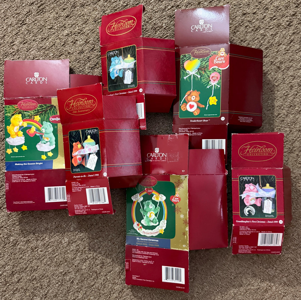 Vintage Care Bears Carlton Cards/  American Greetings Christmas (**ornament boxes only)