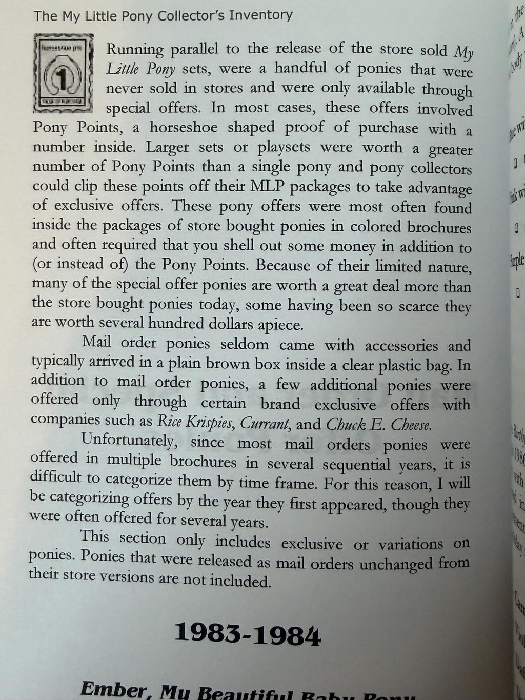 G1  My Little Pony  collectors checklist book