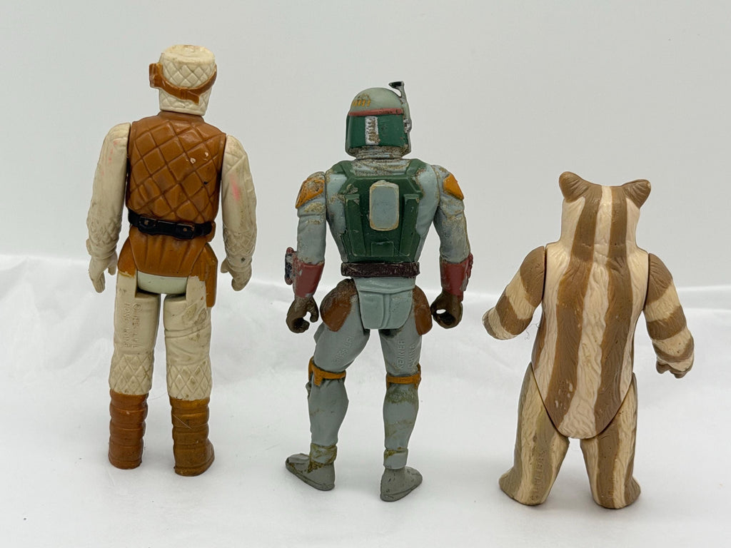 Kenner Star Wars lot of 3 vintage figures- Boba Fett, Logray Ewok, Hoth Rebel Soldier