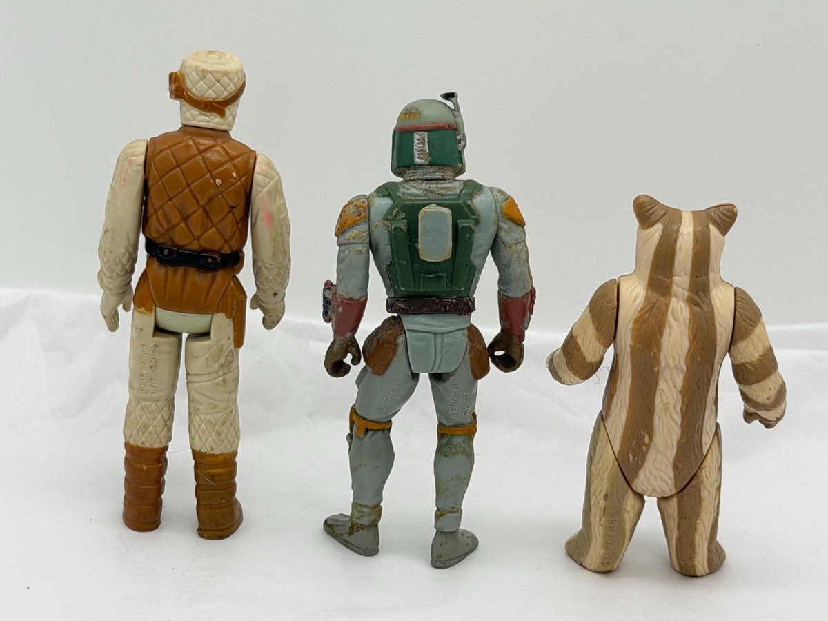 Kenner Star Wars lot of 3 vintage figures- Boba Fett, Logray Ewok, Hoth Rebel Soldier