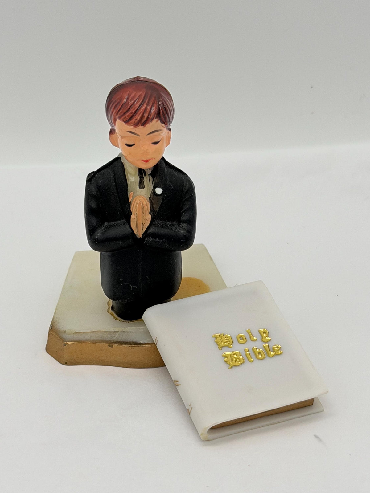 Vintage Bakery Crafts Communion Boy and Bible cake topper