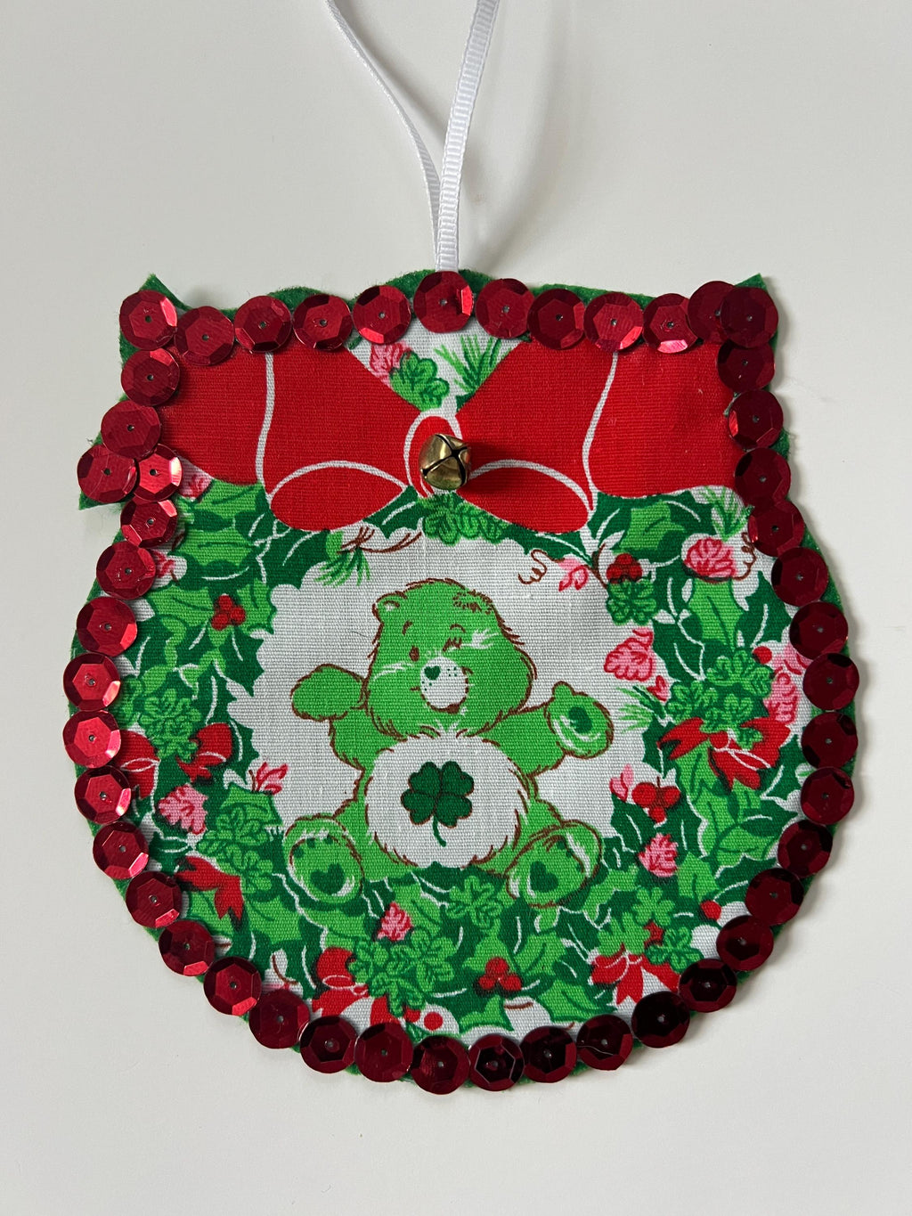 Handmade vintage Care Bears Good Luck Bear/ Love a Lot Bear  Christmas ornaments (2)
