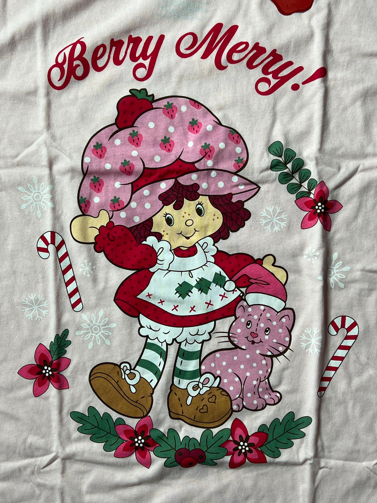 Strawberry Shortcake Merry Berry Tee and slipper socks Ladies size L