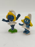 1970s Smurfs Ballerina and Flirting Smurfette by Peyo/Schleich PVC figures