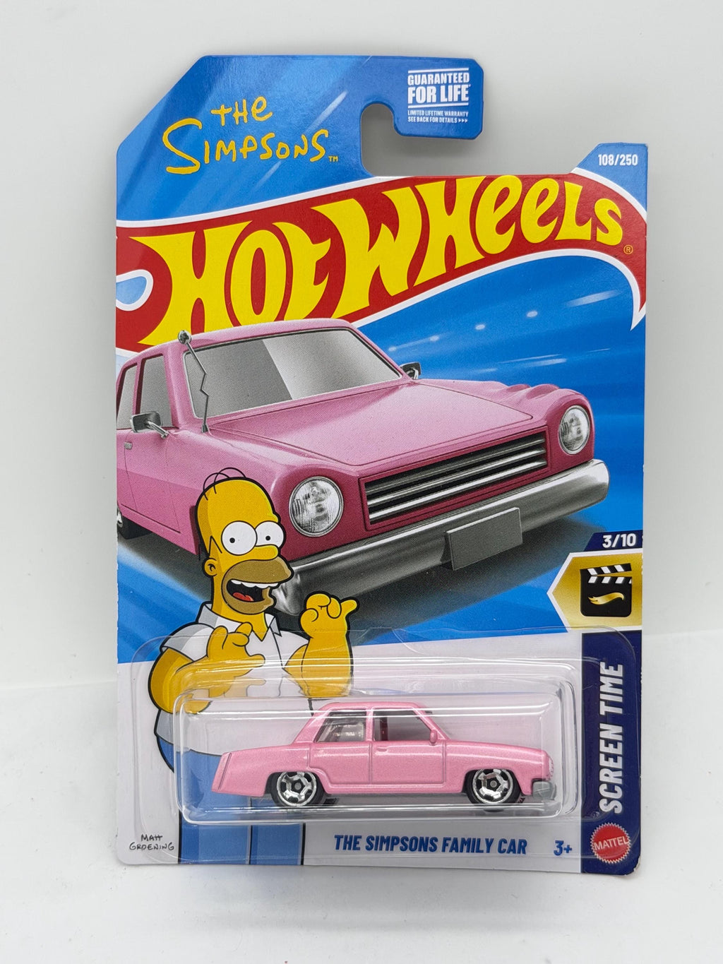 Hot Wheels Screen Time Simpsons car die cast on card