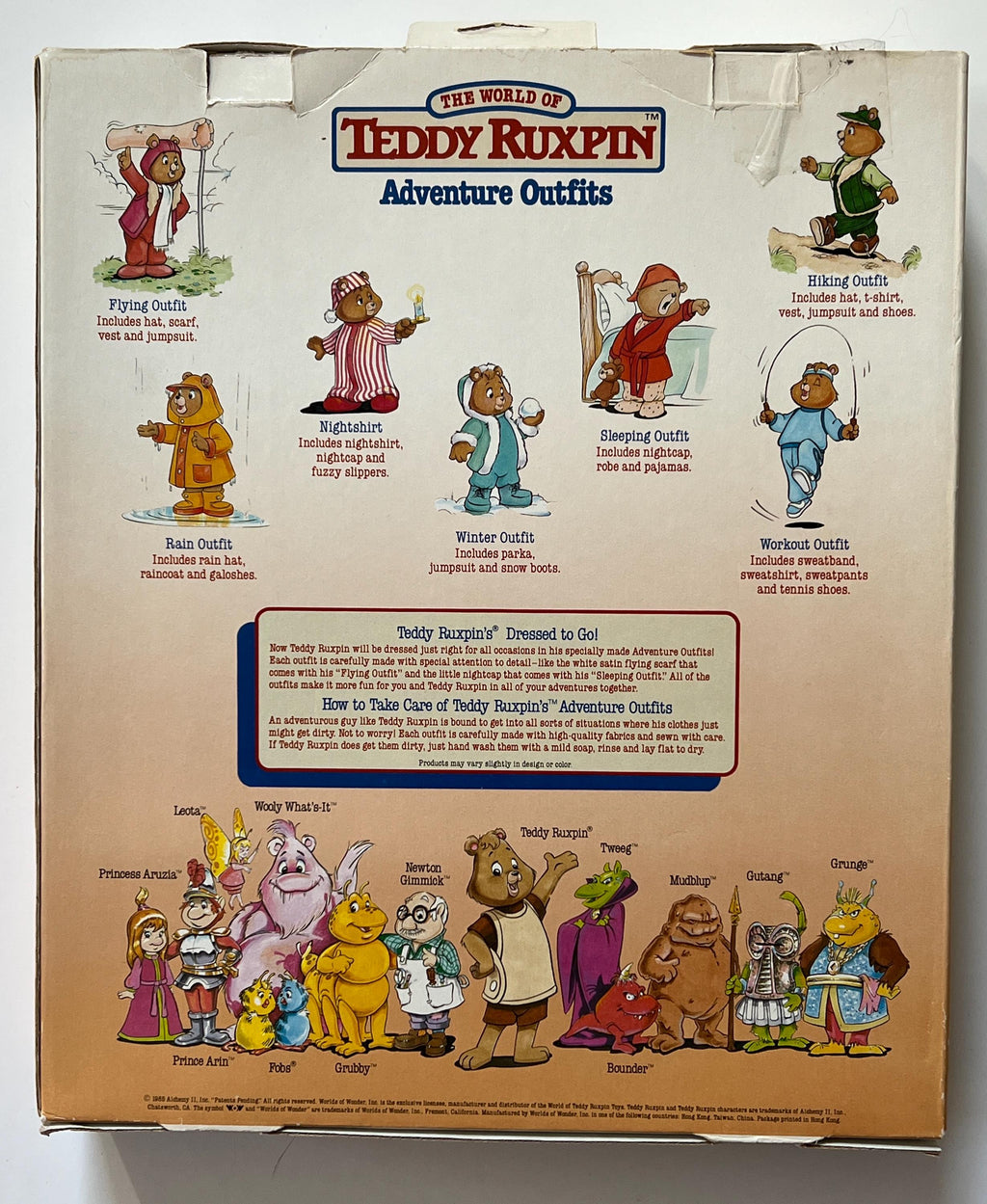 Vintage Teddy Ruxpin Winter Adventure Outfit and Adventure Series book/ cassette