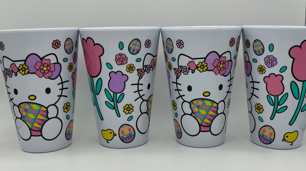 Hello Kitty Spring/ Easter drinking glasses set of 4