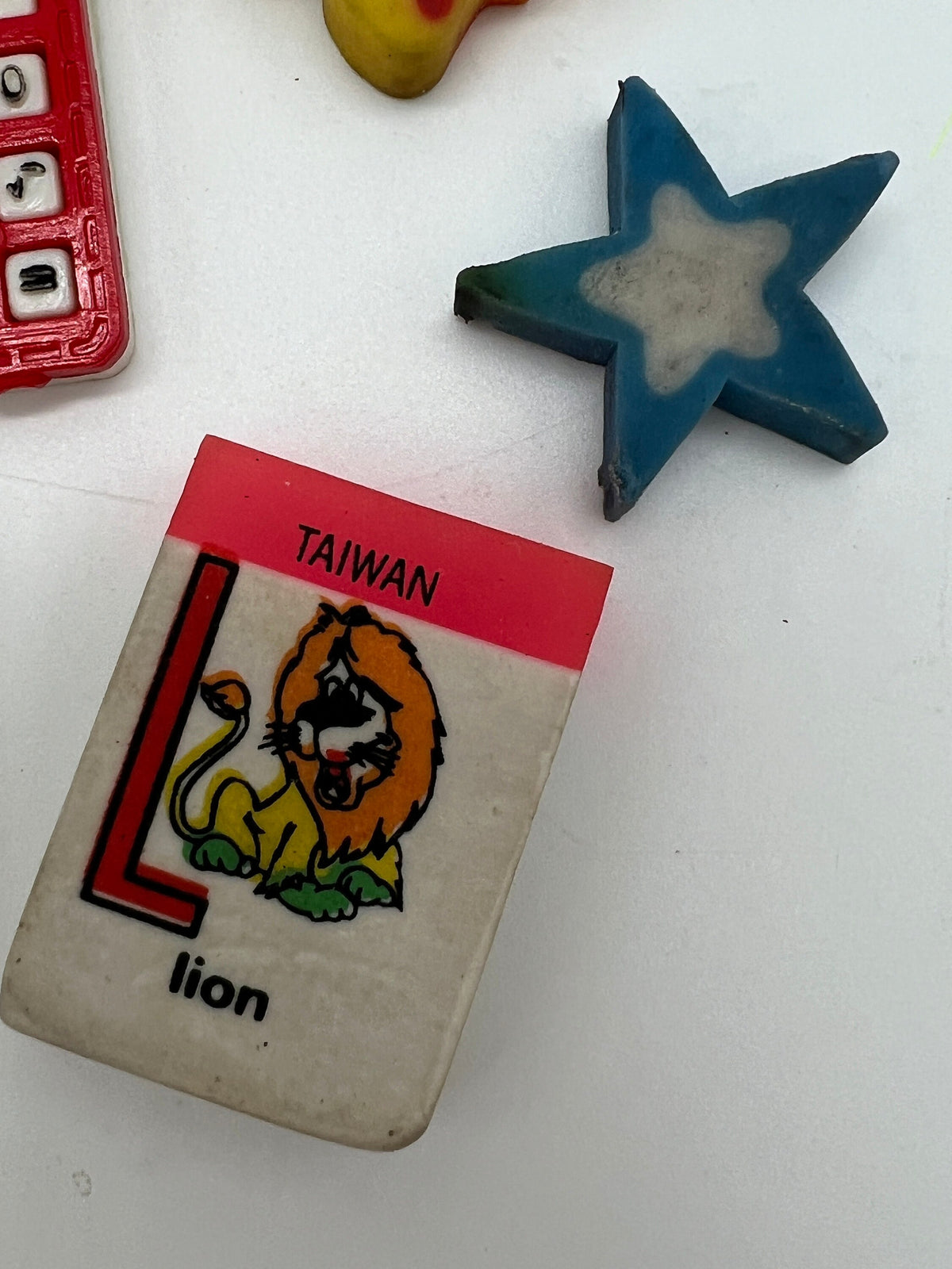 80s Bell calculator charm and mini eraser lot