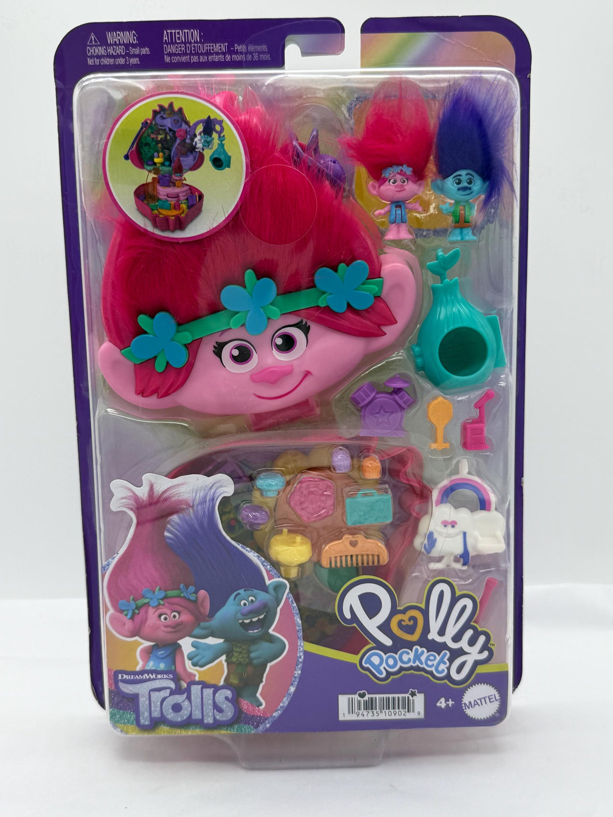 Polly Pocket x Trolls playset with Poppy and Branch