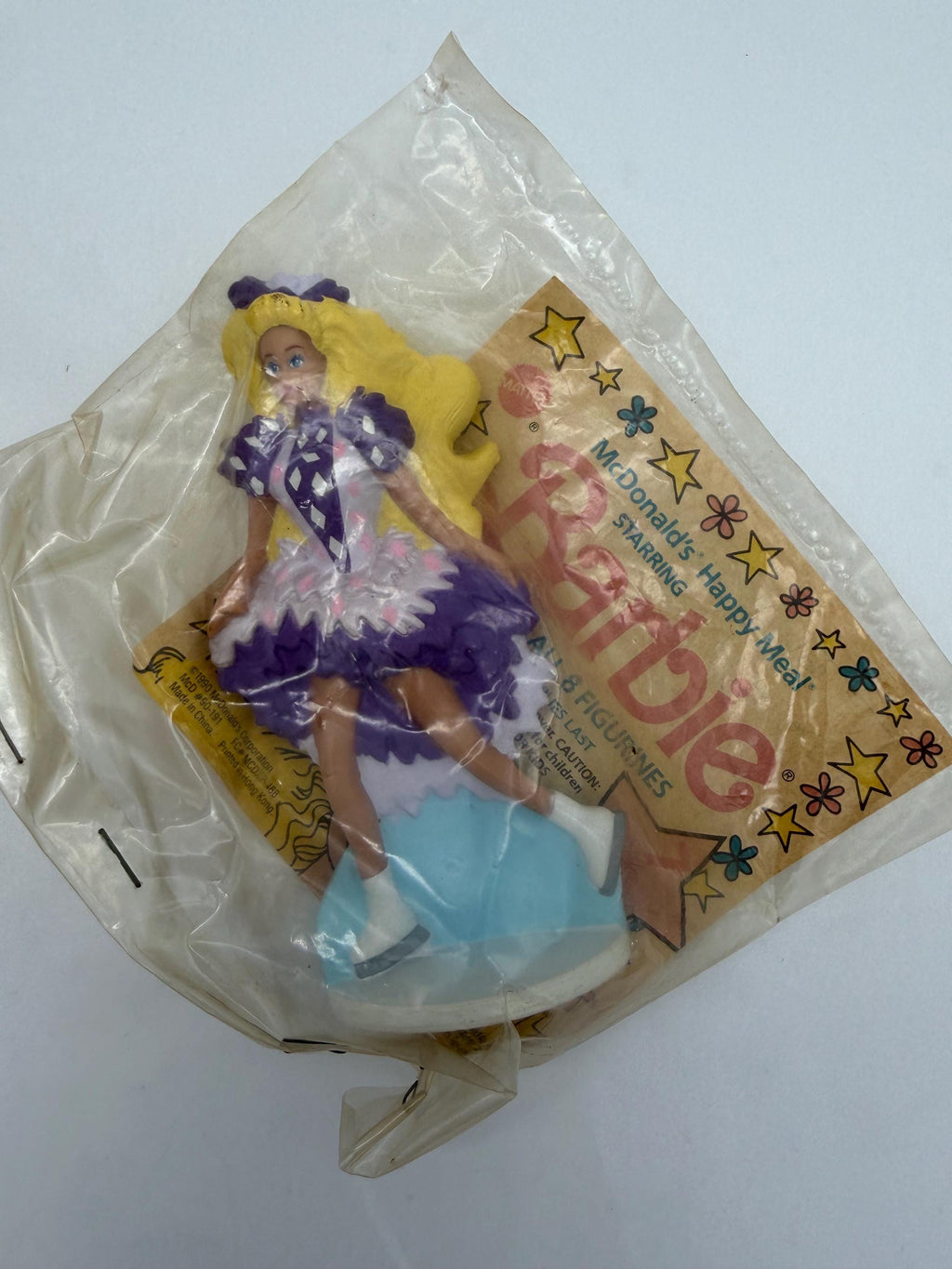 Vintage McDonalds Happy Meal toy Ice Capades Barbie figure with Stamp Club form insert