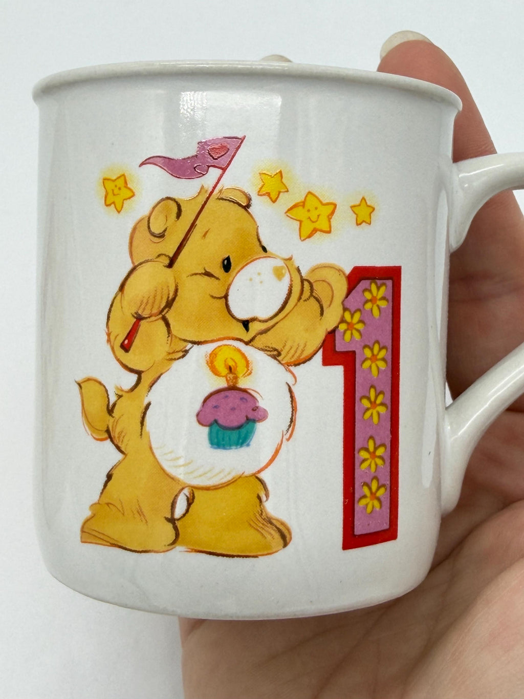 Vintage Care Bears Happy 1st Birthday cup with box