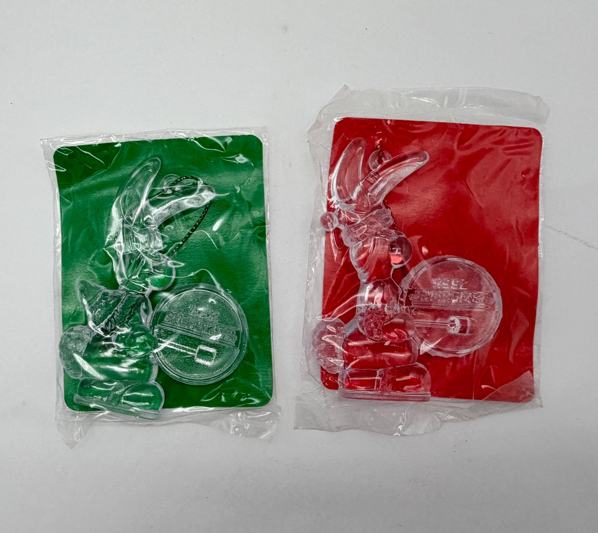 1992 Energizer Bunny battery mail away Christmas ornaments- Santa and Evergreen
