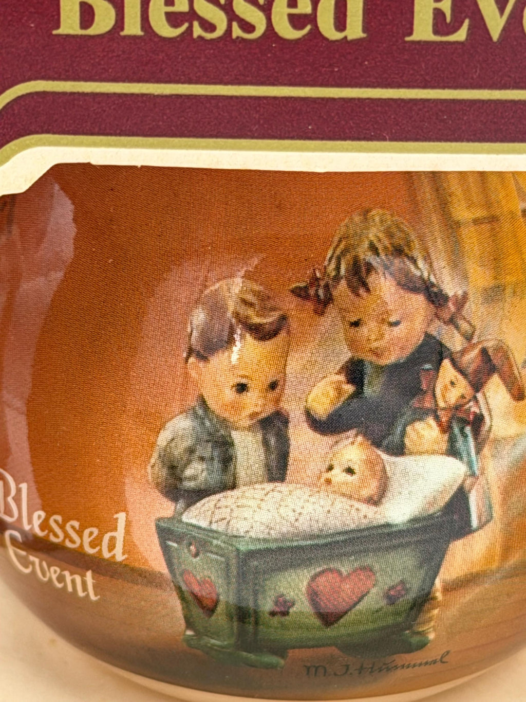 Vintage Hummel Glass Ornaments Set: 1984 'Letter to Santa', 'Blessed Event'